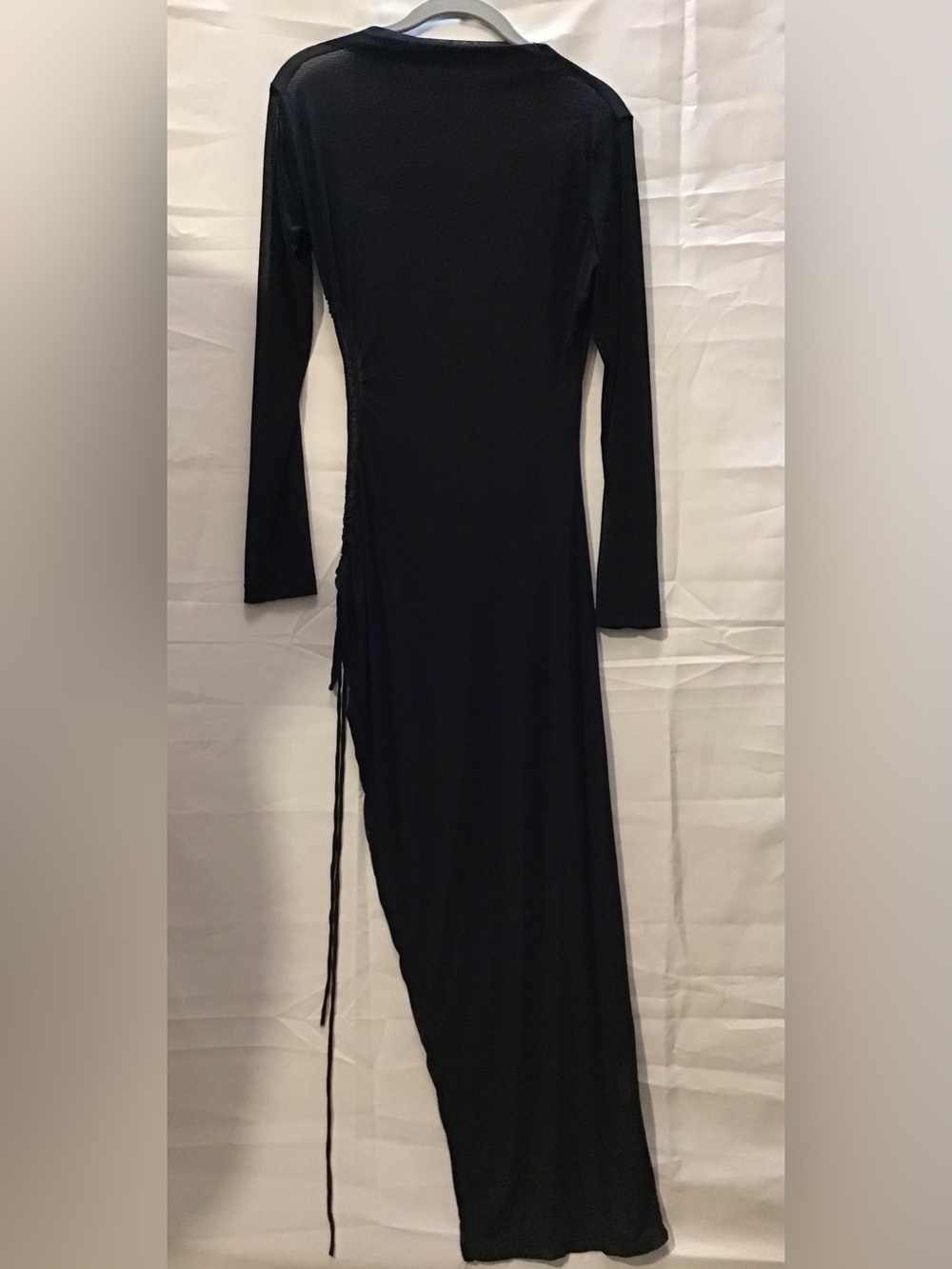 86 Black Long-Sleeve  long side side slit with open side Cover up